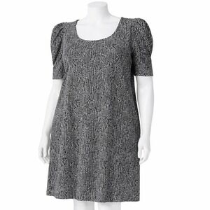 Chicos Zenergy Elbow Puff Sleeve Dress Women's Size 4 US XXL Black White